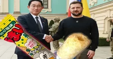 Primer ministro japonés le regala un snack barato al presidente de Ucrania